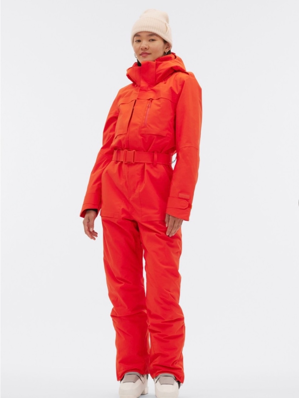 Halfdays Murphy Ski Suit One Piece Belted Snowsuit Red Orange